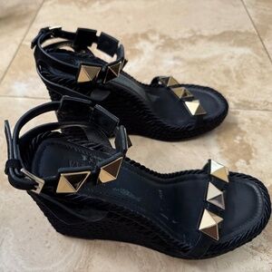 Valentino black wedge sandals